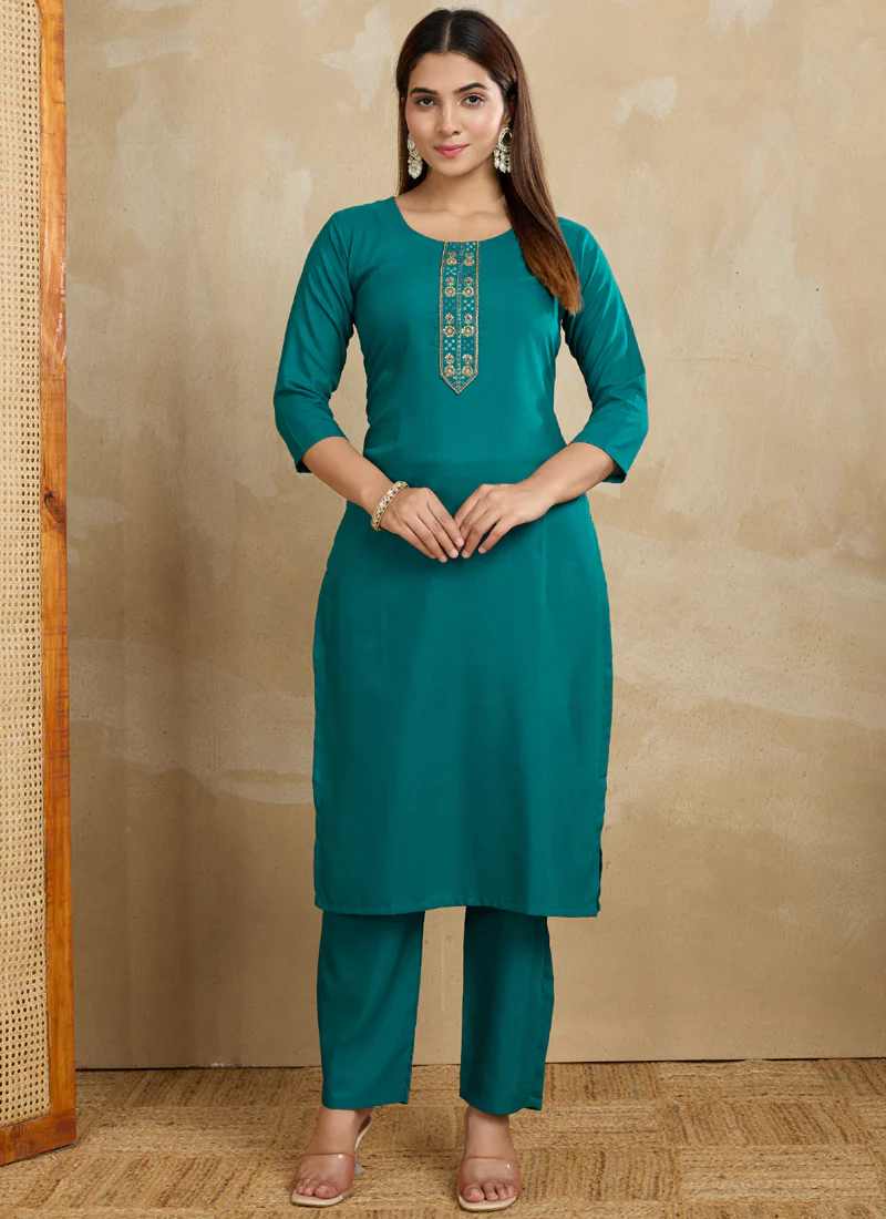 Prazu Fashion Rama Printed Cotton Blend Kurta Pant Set