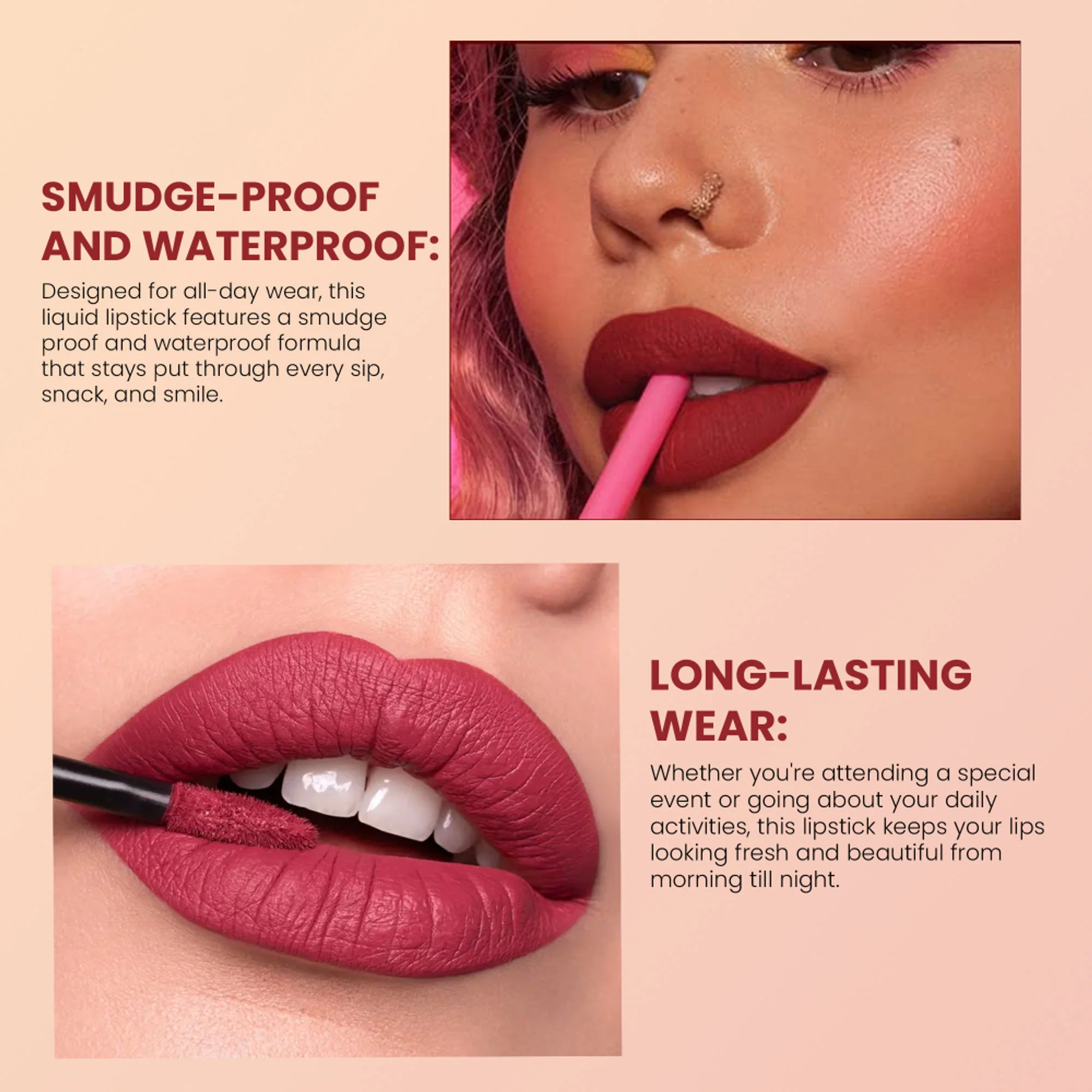 Shryoan Chic Velvet Matte Liquid Lipstick - Coral Carnation-14 - Image 4