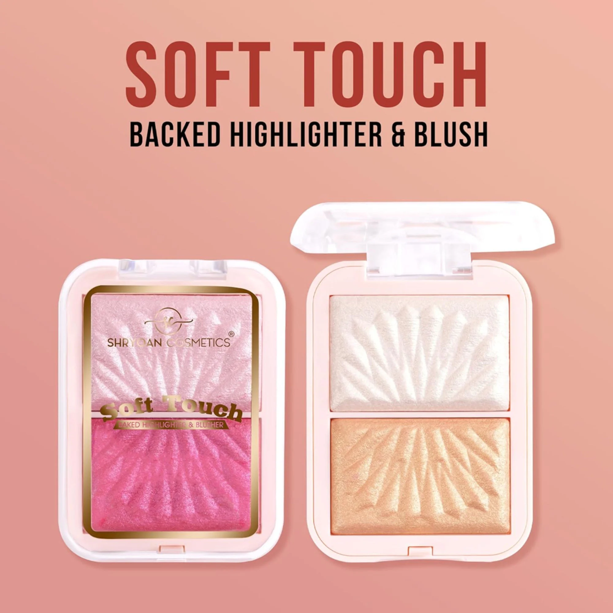 Shryoan Soft Touch Baked Shimmery Finish Highlighter & Blush Palette - 2 - Image 2