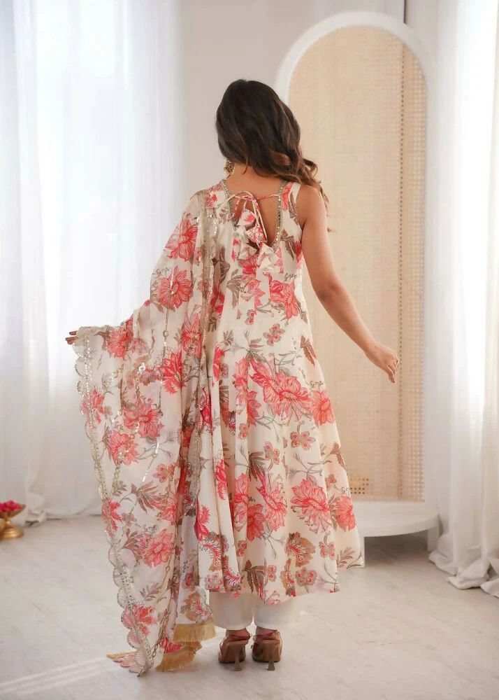 Teeya Creation Crea Pure Muslin Silk Digital Print Traditional Wear Long Gown - Image 5
