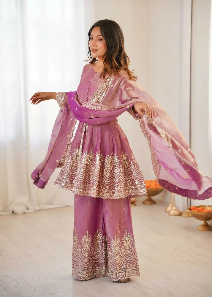 Teeya Creation Pink Color Fendy Satin Silk Embroidery Work Party Wear Salwar Suit - Image 4