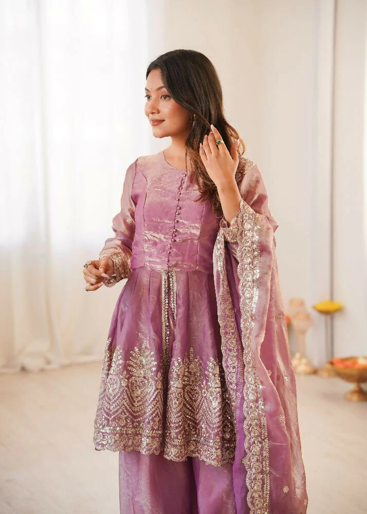 Teeya Creation Pink Color Fendy Satin Silk Embroidery Work Party Wear Salwar Suit - Image 5